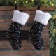 Glitzhome 2pk 21"L Navy Blue Sequin Christmas Stocking with Faux Fur Cuff