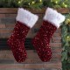 Glitzhome 2pk 21"L Red Sequin Christmas Stocking with Faux Fur Cuff