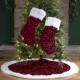 Glitzhome 2pk Red Sequin Christmas Stockings and 1 tree skirt, Set of 3