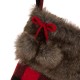 Glitzhome 2pk 21"L Fur Black/Red Buffalo Plaid Christmas Stocking