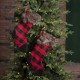 Glitzhome 2pk 21"L Fur Black/Red Buffalo Plaid Christmas Stocking