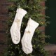 Glitzhome 2pk 24"L White Knitted Polyester Christmas Stocking with Pom Pom Ball