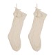 Glitzhome 2pk 24"L White Knitted Polyester Christmas Stocking with Pom Pom Ball