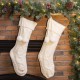 Glitzhome 2pk 24"L White Knitted Polyester Christmas Stocking with Pom Pom Ball