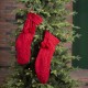 Glitzhome 2pk 24"L Red Knitted Polyester Christmas Stocking with Pom Pom Ball