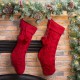 Glitzhome 2pk 24"L Red Knitted Polyester Christmas Stocking with Pom Pom Ball