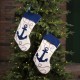 Glitzhome 2pk 19.00"L Anchor Hooked Christmas Stocking