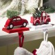 Glitzhome Wooden/Metal Red Car & Truck  Stocking Holder, Set of 2