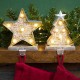 Glitzhome Marquee LED Wooden/Metal Christmas Tree & Star Stocking Holder, Set of 2