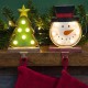 Glitzhome Marquee LED Snowman Head & Tree Stocking Holder, Set of 2