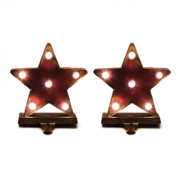 Glitzhome 2PK Marquee LED Star Stocking Holder