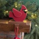 Glitzhome 2PK 6.3"H Wooden Christmas Red Bird Stocking Holder