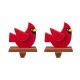 Glitzhome 2PK 6.3"H Wooden Christmas Red Bird Stocking Holder