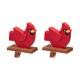 Glitzhome 2PK 6.3"H Wooden Christmas Red Bird Stocking Holder