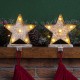 Glitzhome 2PK 7.50"H Marquee LED Wooden/Metal Star Stocking Holder