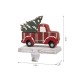 Glitzhome 2PK 6.12"H Wooden/Metal Red Truck Stocking Holder