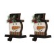 Glitzhome 2PK 6.50"H Wooden/Metal Snowman Head Stocking Holder