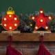 Glitzhome Marquee LED Star & Wooden/Metal Ornament Stocking Holder, Set of 2