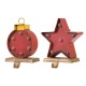 Glitzhome Marquee LED Star & Wooden/Metal Ornament Stocking Holder, Set of 2