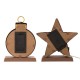 Glitzhome Marquee LED Star & Wooden/Metal Ornament Stocking Holder, Set of 2