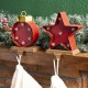 Glitzhome Marquee LED Star & Wooden/Metal Ornament Stocking Holder, Set of 2
