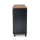 Glitzhome 47.25"L Modern Industrial Large Black/Walnut Storage Cabinet with with Natural Top and Sliding Doors