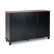 Glitzhome 47.25"L Modern Industrial Large Black/Walnut Storage Cabinet with with Natural Top and Sliding Doors