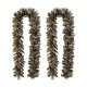 Glitzhome 2pk 9 ft. Pre-Lit Glittered Pine Cone Christmas Garland with Warm White LED Lights