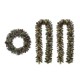 Glitzhome 24"D Pre-Lit Glittered Pine Cone Christmas Wreath and Matched 2pk 9ft. Garland Set