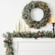 Glitzhome 24"D Pre-Lit Glittered Pine Cone Christmas Wreath and Matched 2pk 9ft. Garland Set