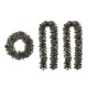 Glitzhome 24"D Pre-Lit Glittered Pine Cone Christmas Wreath and Matched 2pk 9ft. Garland Set