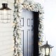 Glitzhome 2pk 9ft Pre-Lit Snow Flocked Christmas Garland with Warm White LED Lights