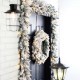 Glitzhome 24"D Pre-Lit Snow Flocked Christmas Wreath and Matched 2pk 9ft Garland Set