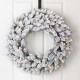 Glitzhome 24"D Pre-Lit Snow Flocked Christmas Wreath and Matched 2pk 9ft Garland Set