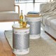 Glitzhome Farmhouse Distressed White Galvanized Metal Storage Accent Table or Stool with Solid Wood Lid, Set of 2