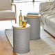 Glitzhome Gray Honeycomb Metal Storage Accent Table or Stool with Solid Wood Lid, Set of 2