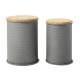 Glitzhome Gray Honeycomb Metal Storage Accent Table or Stool with Solid Wood Lid, Set of 2