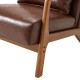 Glitzhome 30.00"H Mid-century Modern Coffee Leatherette Accent Armchair with Walnut Rubberwood Frame