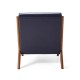 Glitzhome 30.00"H Mid-century Modern Navy Blue Leatherette Accent Armchair with Walnut Rubberwood Frame