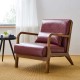 Glitzhome 30.00"H Mid-century Modern Burgundy Leatherette Accent Armchair with Walnut Rubberwood Frame