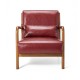 Glitzhome 30.00"H Mid-century Modern Burgundy Leatherette Accent Armchair with Walnut Rubberwood Frame