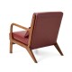 Glitzhome 30.00"H Mid-century Modern Burgundy Leatherette Accent Armchair with Walnut Rubberwood Frame