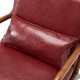 Glitzhome 30.00"H Mid-century Modern Burgundy Leatherette Accent Armchair with Walnut Rubberwood Frame