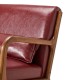 Glitzhome 30.00"H Mid-century Modern Burgundy Leatherette Accent Armchair with Walnut Rubberwood Frame