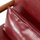Glitzhome 30.00"H Mid-century Modern Burgundy Leatherette Accent Armchair with Walnut Rubberwood Frame