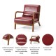 Glitzhome 30.00"H Mid-century Modern Burgundy Leatherette Accent Armchair with Walnut Rubberwood Frame