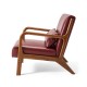 Glitzhome 30.00"H Mid-century Modern Burgundy Leatherette Accent Armchair with Walnut Rubberwood Frame