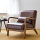 Glitzhome 30.00"H Mid-century Modern Coffee Leatherette Accent Armchair with Walnut Rubberwood Frame, Set of 2