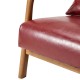 Glitzhome 30.00"H Mid-century Modern Burgundy Leatherette Accent Armchair with Walnut Rubberwood Frame, Set of 2