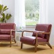 Glitzhome 30.00"H Mid-century Modern Burgundy Leatherette Accent Armchair with Walnut Rubberwood Frame, Set of 2